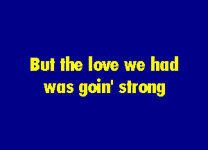 But the love we had

was goin' strong