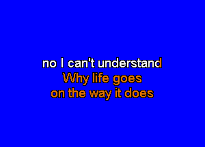 no I can't understand

Why life goes
on the way it does