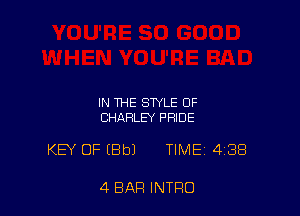 IN THE STYLE OF
CHARLEY PRIDE

KEY OF IBbJ TIME 438

4 BAR INTRO