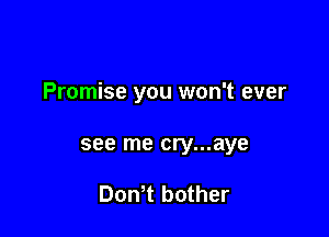 Promise you won't ever

see me cry...aye

DonT bother