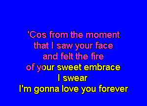 'Cos from the moment
that I saw your face

and felt the fire
of your sweet embrace
I swear
I'm gonna love you forever