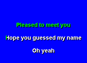 Pleased to meet you

Hope you guessed my name

Oh yeah