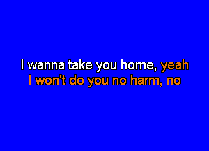 I wanna take you home, yeah

I won't do you no harm, no