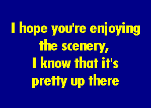 II hope you're enioying
the scenery,

II know that it's
pretty up there