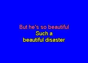 But he's so beautiful

Such a
beautiful disaster