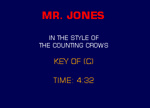IN THE STYLE OF
THE CDUN'HNG GROWS

KEY OF EC)

TlMEt 432