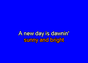 A new day is dawnin'
sunny and bright