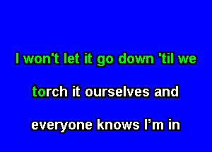 I won't let it go down 'til we

torch it ourselves and

everyone knows Pm in