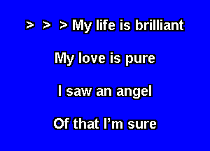 ) My life is brilliant

My love is pure
I saw an angel

Of that I'm sure
