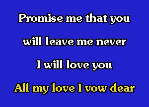 Promise me that you
will leave me never
I will love you

All my love I vow dear