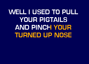 WELL I USED TO PULL
YOUR PIGTAILS
AND PINCH YOUR
TURNED UP NOSE