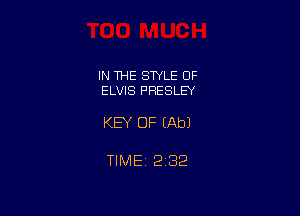 IN THE STYLE OF
ELVIS PRESLEY

KEY OF (Ab)

TlMEt 232