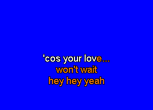 'cos your love...
won't wait
hey hey yeah