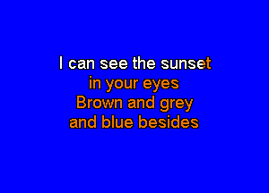 I can see the sunset
in your eyes

Brown and grey
and blue besides