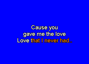 Cause you

gave me the love
Love that I never had..