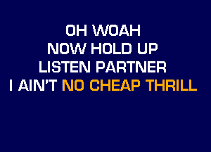 0H WOAH
NOW HOLD UP
LISTEN PARTNER

I AINW N0 CHEAP THRILL