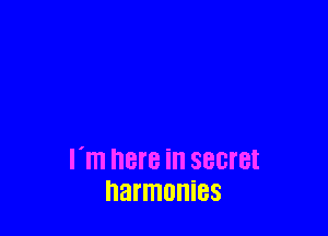 I'm here in secret
harmonies