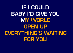 IF I COULD
BABY I'D GIVE YOU
MY WORLD
OPEN UP
EVERYTHINGB WAITING
FOR YOU