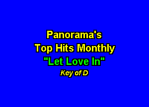 Panorama's
Top Hits Monthly

Let Love In
Kcy ofD