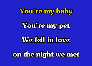 You're my baby
You're my pet

We fell in love

on the night we met