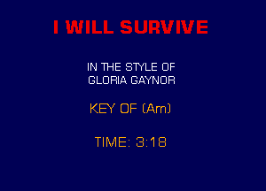 IN THE STYLE OF
GLORIA GAYNOR

KEY OF (Aml

TIME 1318