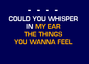 COULD YOU VVHISPER
IN MY EAR

THE THINGS
YOU WANNA FEEL