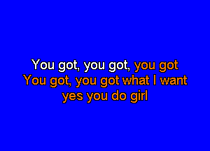 You got, you got, you got

You got, you got what I want
yes you do girl