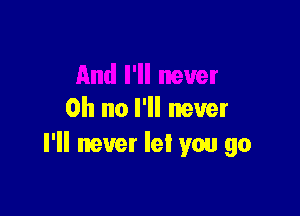 Oh no I'll never
I'll never let you go