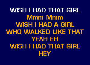 WISH I HAD THAT GIRL
Mmm Mmm
WISH I HAD A GIRL
WHO WALKED LIKE THAT
YEAH EH
WISH I HAD THAT GIRL
HEY