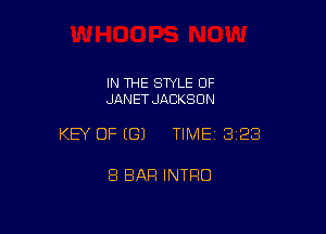 IN THE STYLE OF
JANET JACKSON

KEY OF ((31 TIME 323

8 BAR INTRO