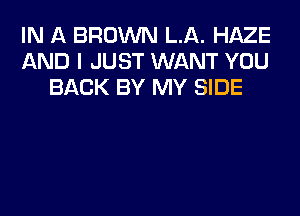 IN A BROWN LA. HAZE
AND I JUST WANT YOU
BACK BY MY SIDE