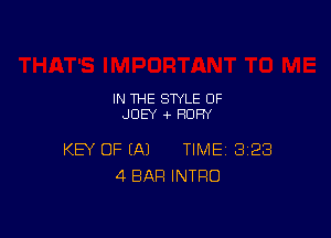 IN THE STYLE 0F
JOEY 4- HOFN

KEY OF EA) TIME 328
4 BAR INTRO