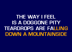 THE WAY I FEEL
IS A DUGGONE PITY
TEARDROPS ARE FALLING
DOWN A MOUNTAINSIDE