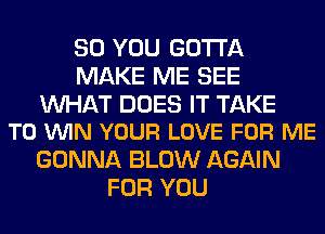 SO YOU GOTTA
MAKE ME SEE

WAT DOES IT TAKE
T0 VUIN YOUR LOVE FOR ME

GONNA BLOW AGAIN
FOR YOU