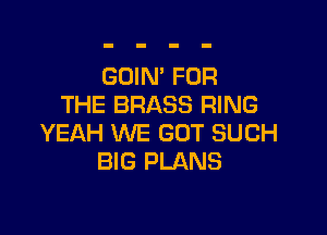 GOIN' FOR
THE BRASS RING

YEAH WE GOT SUCH
BIG PLANS