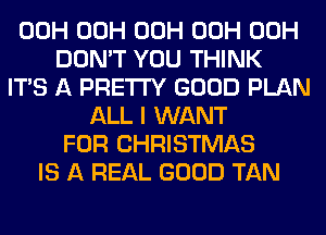 00H 00H 00H 00H 00H
DON'T YOU THINK
ITS A PRETTY GOOD PLAN
ALL I WANT
FOR CHRISTMAS
IS A REAL GOOD TAN