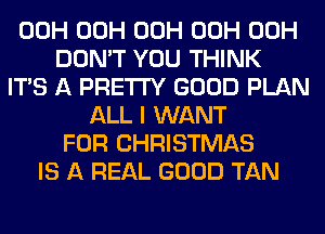 00H 00H 00H 00H 00H
DON'T YOU THINK
ITS A PRETTY GOOD PLAN
ALL I WANT
FOR CHRISTMAS
IS A REAL GOOD TAN