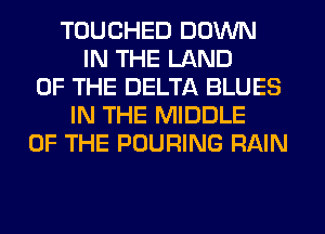 TOUCHED DOWN
IN THE LAND
OF THE DELTA BLUES
IN THE MIDDLE
OF THE POURING RAIN
