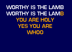 WORTHY IS THE LAMB
WORTHY IS THE LAMB
YOU ARE HOLY
YES YOU ARE
VVHOO