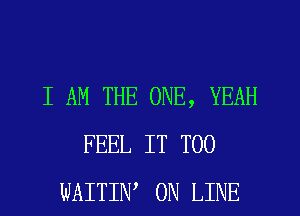 I AM THE ONE, YEAH
FEEL IT T00
WAITIW ON LINE