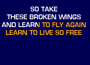 SO TAKE
THESE BROKEN WINGS
AND LEARN TO FLY AGAIN
LEARN TO LIVE 80 FREE