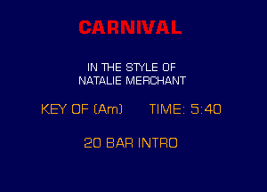 IN THE STYLE 0F
NATALIE MERCHANT

KEY OF (Am) TIME 5140

20 BAR INTRO