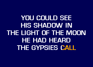 YOU COULD SEE
HIS SHADOW IN
THE LIGHT OF THE MOON
HE HAD HEARD
THE GYPSIES CALL