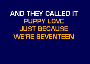 AND THEY CALLED IT
PUPPY LOVE
JUST BECAUSE
WE'RE SEVENTEEN