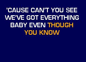 'CAUSE CAN'T YOU SEE
WE'VE GOT EVERYTHING
BABY EVEN THOUGH
YOU KNOW