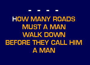 HOW MANY ROADS
MUST A MAN
WALK DOWN

BEFORE THEY CALL HIM
A MAN