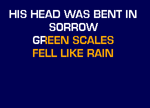 HIS HEAD WAS BENT IN
BORROW
GREEN SCALES
FELL LIKE RAIN