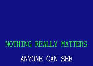 NOTHING REALLY MATTERS
ANYONE CAN SEE