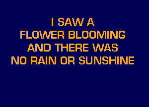I SAW A
FLOWER BLOOMING
AND THERE WAS

N0 RAIN 0R SUNSHINE