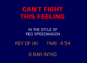 IN THE STYLE OF
RED SPEEDWAGUN

KEY OF (A) TIME 454

E5 BAR INTRO